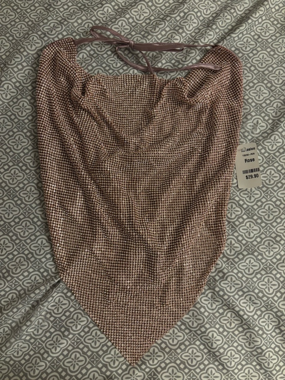 Shimmery Rose Halter Neck Scarf Top